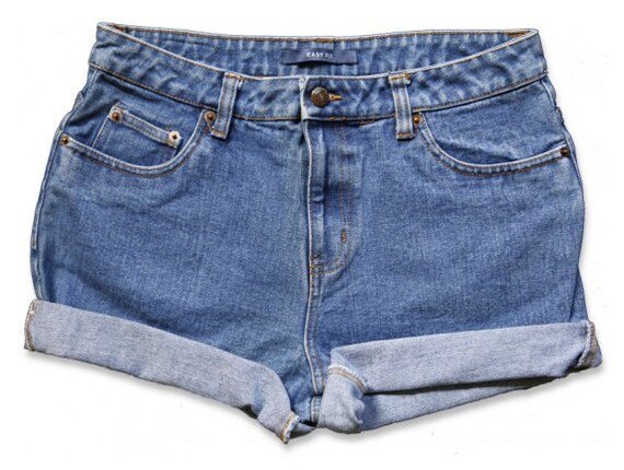 High waisted denim shorts cuffed hotsell