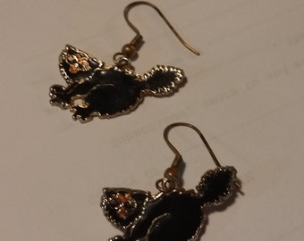 vintage black cat earringsvintage halloween jewelryblack cat