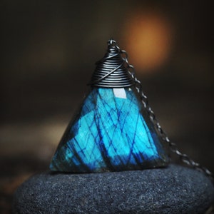 STUNNING Pyramid shaped Labradorite Necklace //  AMAZING & UNIQUE gemstones // Strong Blue Flash //Boho // Lovingly Handmade in Hawaii //