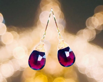 Lovely Red Garnet Drop Earrings & necklace set // Beautiful AAA Garnet Gemstones // Silver or 24K gold fill // Lovingly handmade in Hawaii!
