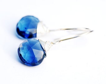 Gorgeous Topaz Blue Gemstone Dangle Earrings // Beautiful AAA Gemstones // Wire wrapped jewelry // Lovingly handmade in Hawaii //