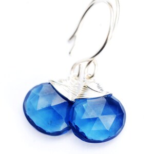 Gorgeous Topaz Blue Gemstone Dangle Earrings // Beautiful AAA Gemstones // Wire wrapped jewelry // Lovingly handmade in Hawaii // image 2