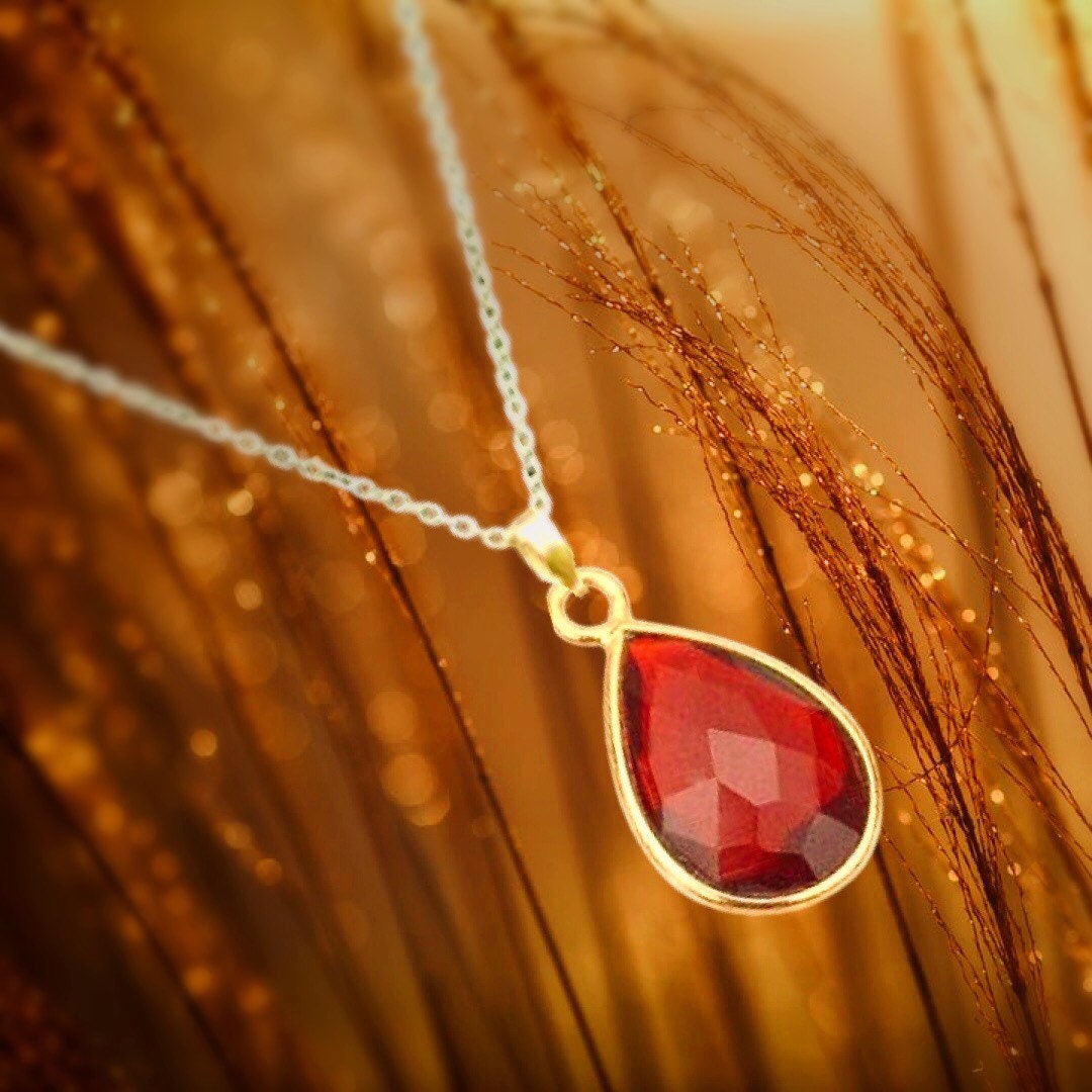 Red Garnet Necklace & Dangle Earrings! Beautiful deep red AAA Garnet ...