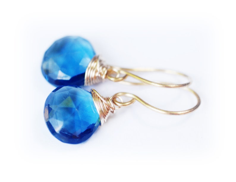 Gorgeous Topaz Blue Gemstone Dangle Earrings // Beautiful AAA Gemstones // Wire wrapped jewelry // Lovingly handmade in Hawaii // image 3