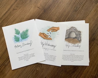 A4 DIGITAL DOWNLOAD***A4 size!!!**Holy Week* FRONT only**Hand drawn images, suggested scripture and prayer+ teaching license