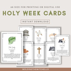 Holy Week Cards / A6 Size for printing or digital use / Digital DOWNLOAD / Easter Cards / Scripture Cards