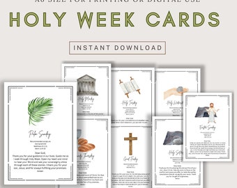 Holy Week Cards / A6 Size for printing or digital use / Digital DOWNLOAD / Easter Cards / Scripture Cards