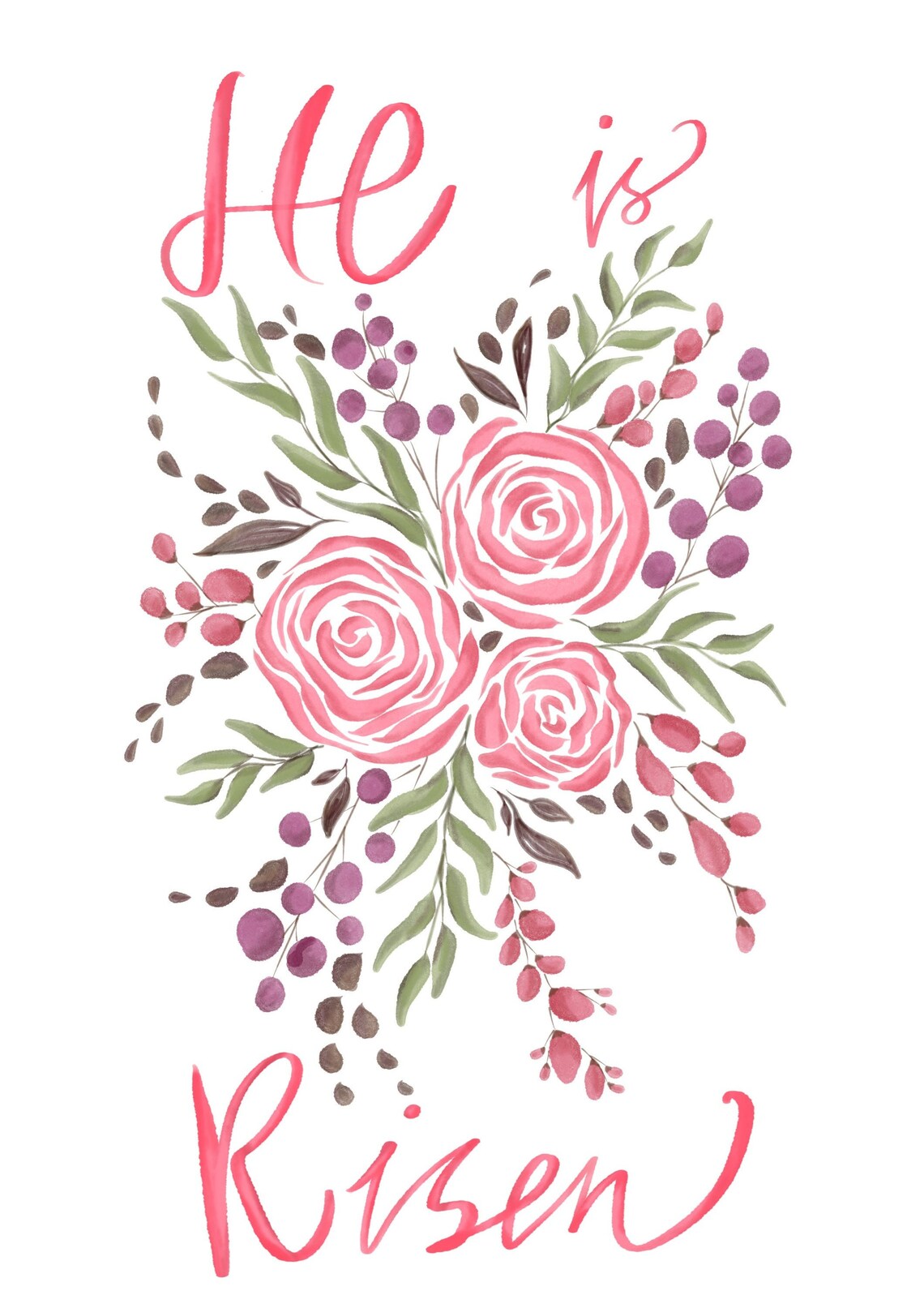 He is Risen Watercolor Floral Print 8x10 | Etsy