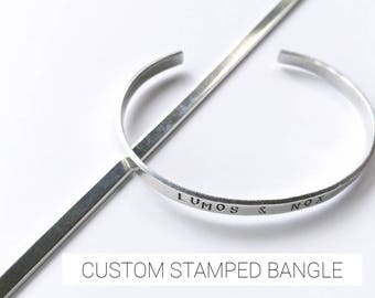 Thin Dainty Custom Hand Stamped Stacking Cuff Bracelet -> ~ 3 mm width