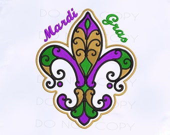 Mardi Gras Fleur De Lis Machine Embroidery Pattern (Digital Download)
