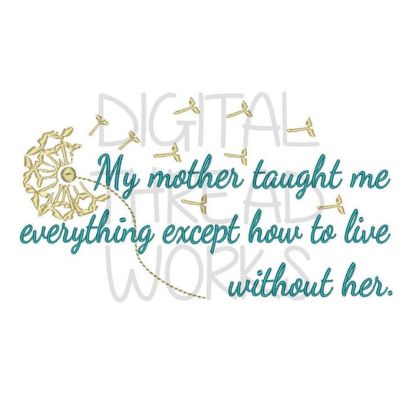 Sympathy Loss Of Mother Embroidery Design for 4x4 5x7 and 6x10 inch hoops. Instant Download. Grief Loss Passing Mom ITEM# MMTME
