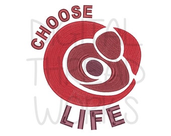 Choose Life Pro Life Symbol Embroidery Design for 4x4 5x7 and 6x10 inch hoops. Mother cradling baby, Instant download. ITEM# CLPLS