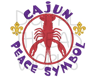 Diseño de bordado del símbolo de la paz del cangrejo de río cajún (descarga digital)