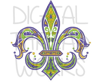Mardi Gras Fleur De Lis Embroidery Design (Digital Pattern)