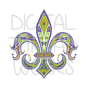 Fleur De Lis Mardi Gras Damask style Embroidery Design for 4x4 5x7 and 6x10. Instant download decorative french fleur de lys digital pattern
