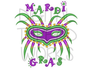 Mardi Gras Mask Embroidery Design for 4x4 5x7 and 6x10 inch hoops. Instant Download. ITEM# MBM07