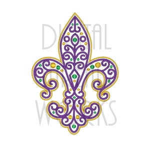 Diseño de máquina de bordar Mardi Gras Filigree Fleur De Lis (descarga digital)