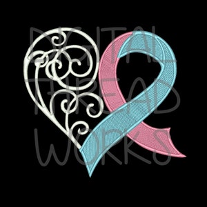 Pregnancy & Infant Loss Awareness Heart Embroidery Design for 4x4 5x7 8x10 inch hoops Instant Download Miscarriage Sympathy Pink and Blue