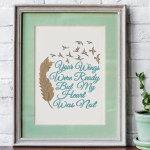 Angel Wings Sympathy Machine Embroidery Design, Memory Pillow Pattern, Loss of Loved One Gift