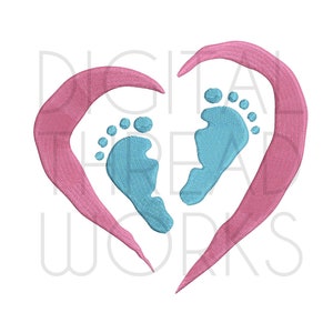 Pregnancy Infant Loss Awareness Heart Machine Embroidery Design Instant Download 4x4 5x7 6x10 baby feet heart sympathy grief memory pattern