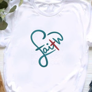 Faith Heart Cross Machine Embroidery Design Instant Download for 4x4 5x7 and 6x10 inch hoop sizes. Unique handmade embroidery pattern.