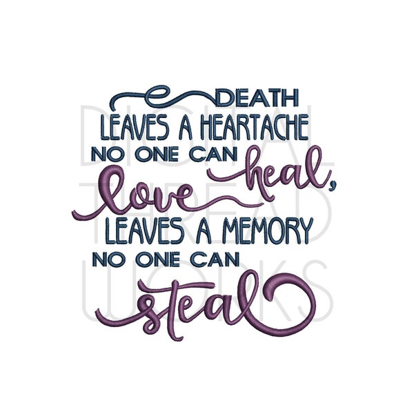 Love Leaves A Memory Sympathy Machine Embroidery Design Instant Download for 4x4 5x7 6x10 inch hoops. Death, grief, bereavement, loss
