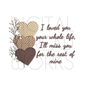 Memory Pillow Embroidery Design, Sympathy grief machine embroidery pattern. Quilted stitch hearts for 4x4 5x7 and 6x10 inch hoop sizes.