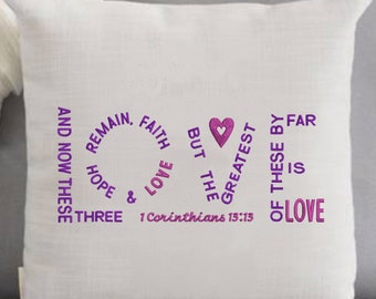 Le plus grand est amour Écriture 1 Corinthiens 13 : 13 Motif de broderie machine Foi espoir amour Téléchargement instantané modèle ITEM # GILS1COR