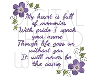 Memory Pillow Embroidery Machine Design, Sympathy Pattern (Digital Download)