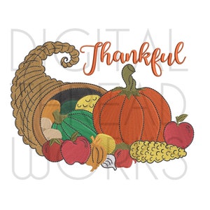 Thankful Cornucopia Machine Embroidery Design (Instant Download)