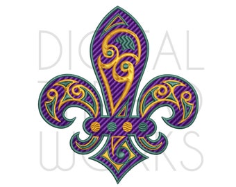 Mardi Gras Fleur De Lis Embroidery Machine Textured Stitch Design (Digital Download)