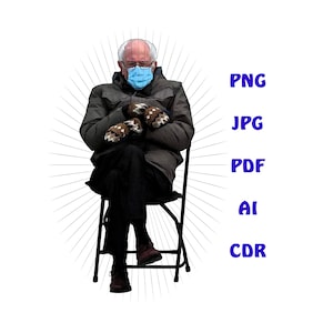 Bernie PNG Transparent Clipart, Bernie Sanders inauguration mood mitaines dans chaise toboggan aquatique imprimable JPG PDF impression clipart drôle