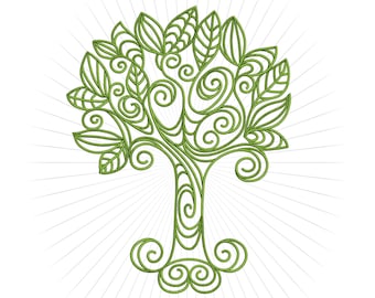 Tree of Life Outline Embroidery Pattern: Machine Embroidery Design (Digital Download)