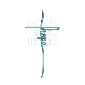 Hope Cross Machine Embroidery Design Instant Download for 4x4 5x7 and 6x10 inch hoops. Handwriting style inspirational Christian pattern