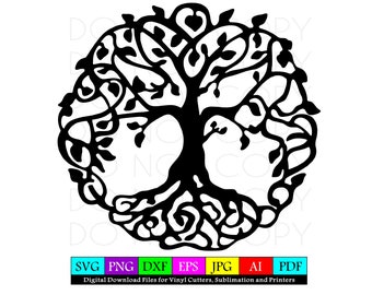 Arbre de vie SVG, PNG, JPG couper et imprimer des fichiers (téléchargement numérique)