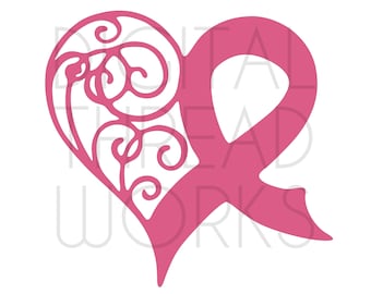 Awareness Heart SVG File Cut & Print Descargar Breast Cancer Awareness.