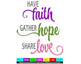 Glaube Hoffnung Liebe SVG, PNG, JPG Inspiration Zitat Clipart (Digitale Dateien)