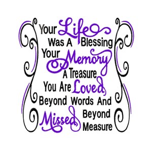 Sympathy Memory Your Life Was A Blessing SVG ファイル カット アンド プリント パターン、Cricut、Silhouette、プリンター用。即時デジタル ダウンロード。