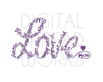 Jean 3:16 Écritures saintes, amour Design SVG PNG, téléchargement numérique chrétien