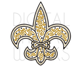 Fleur de Lys de Mardi Gras Saints SVG, fichier d'impression Cricut Silhouette coupé (téléchargement numérique)