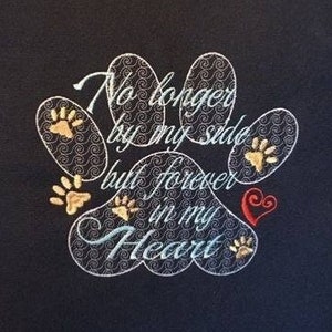 Pet Loss Sympathy Memorial Embroidery Design for 4x4 5x7 and 6x10 inch hoops, Instant Download. Dog Paw. Puppy loss. Memory pillow