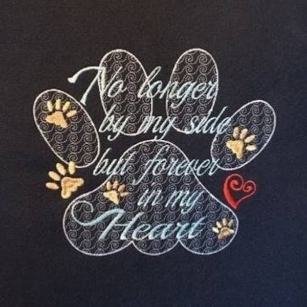 Pet Loss Sympathy Memorial Embroidery Design for 4x4 5x7 and 6x10 inch hoops, Instant Download. Dog Paw. Puppy loss. Memory pillow