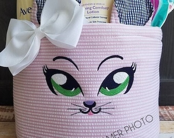Motif de broderie machine tête de chat, yeux verts (téléchargement numérique)