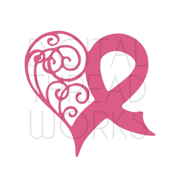 Awareness Heart SVG File Cut & Print Download Breast Cancer | Etsy