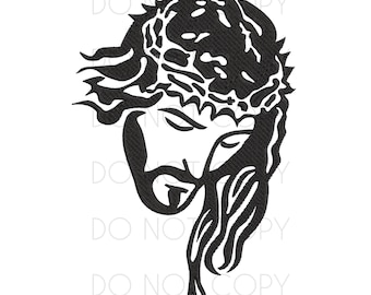 Jezus silhouet borduurmachinepatroon, christelijk religieus ontwerp (digitale download)