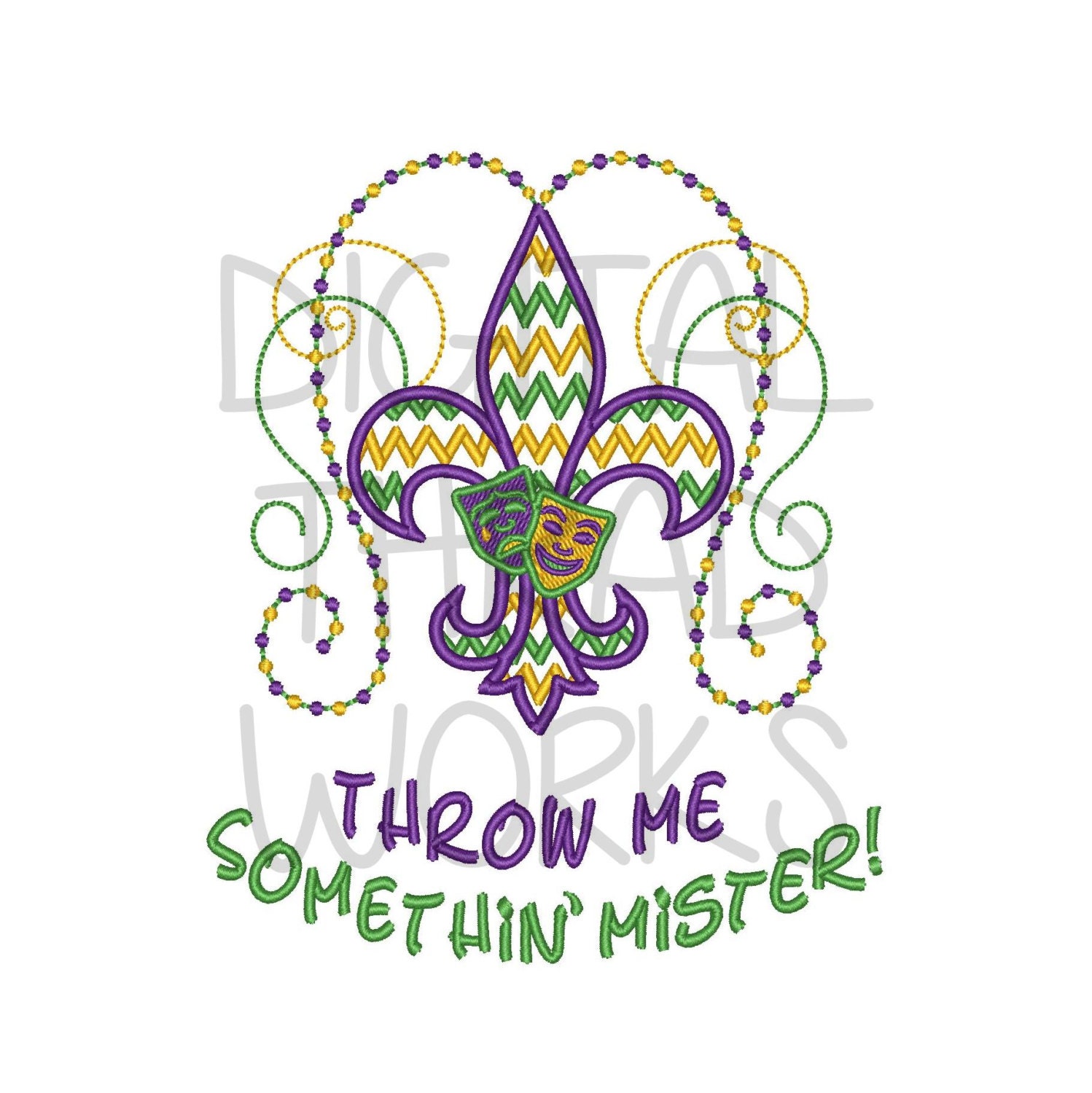 Mardi Gras Throw Me Something Mister Embroidery Design for 4x4 Etsy