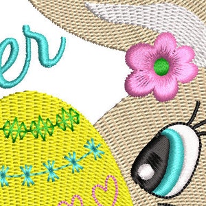 Easter Bunny and Egg Machine Embroidery Design Instant Download. Colorful Bunny and Easter Egg pattern for 4x4 5x7 and 6x10 inch hoops image 2