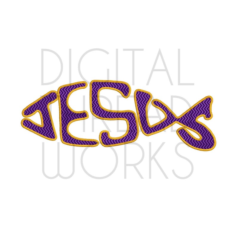 Download Jesus Fish Christian Symbol Ichthus Machine Embroidery ...