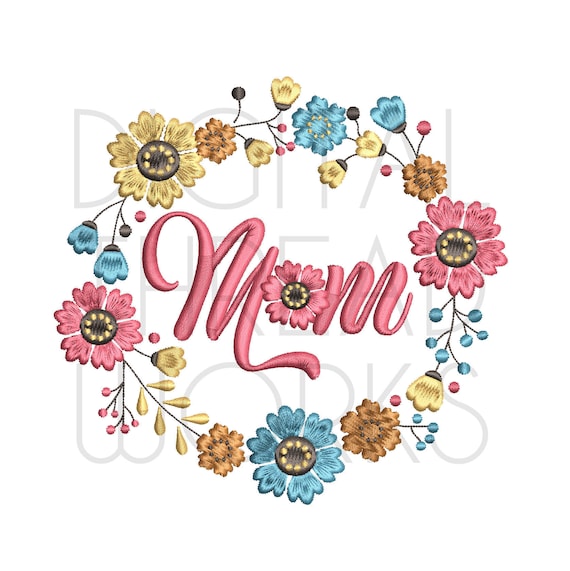 MOM Flower Frame Machine Embroidery Design for 4x4 5x7 and - Etsy