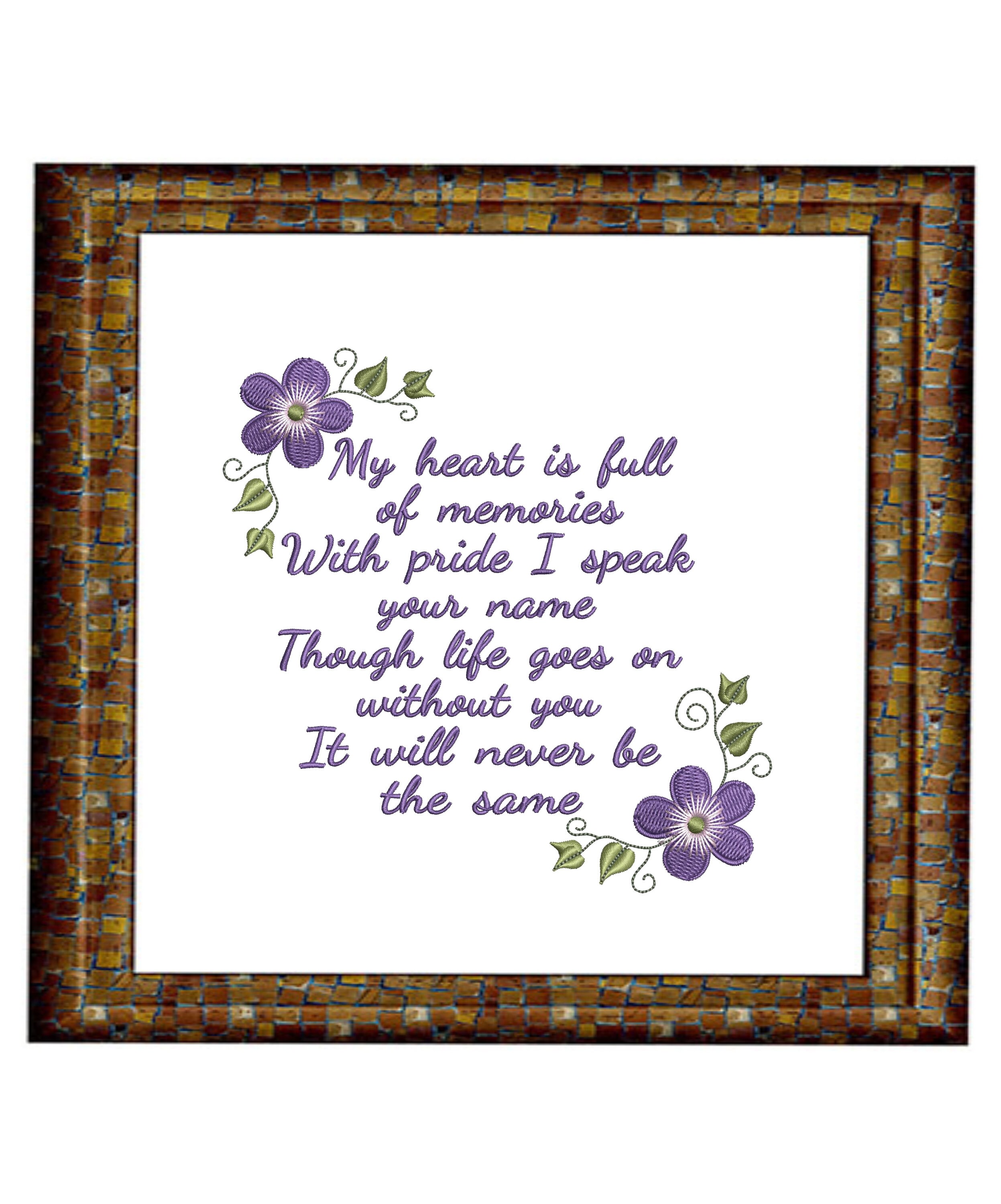 Memory Pillow Embroidery Machine Design My Heart is Full of Etsy